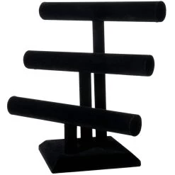 12" Triple Bar Black Velvet Jewelry Stand By Bead Landing™