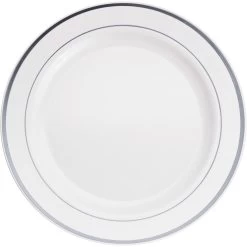 10.3" Round Banquet Plates With Silver Trim By Celebrate It™, 10ct.