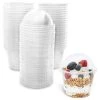 50 Pack Clear 8 Oz Plastic Cups With Lids For Banana Pudding, Ice Cream Sundae, Parfait