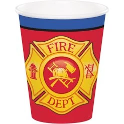 Party Central Club Pack Of 96 Yellow And Red Flaming Fire Truck Hot And Cold Disposable Party Cups 9 OZ