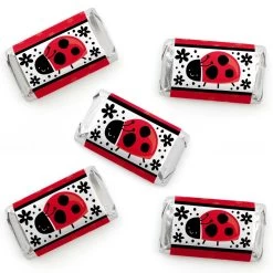 Big Dot Of Happiness Happy Little Ladybug - Mini Candy Bar Wrapper Stickers - Baby Shower Or Birthday Party Small Favors - 40 Count