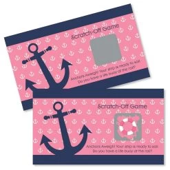 Big Dot Of Happiness Ahoy - Nautical Girl - Baby Shower Or Birthday Party Game Scratch Off Cards - 22 Count