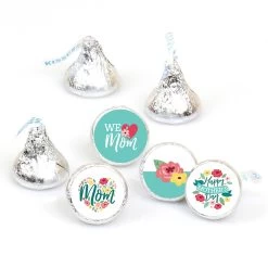 Big Dot Of Happiness Colorful Floral Happy Mother's Day - We Love Mom Party Round Candy Sticker Favors - Labels Fits Chocolate Candy (1 Sheet Of 108)