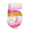 Small Pink And Gold Foil Number 5 Pinata For Kids 5th Birthday Party Decorations (16.5 X 11.6 In)