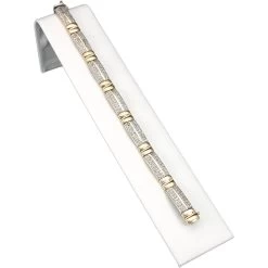 White Leather Bracelet Display Ramp Jewelry Showcase 8"