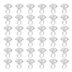 36 Pack Plastic Diamond Rings For Bridal Shower Game, Bulk Set For Bachelorette Party Favors (1 X 1.5 In)
