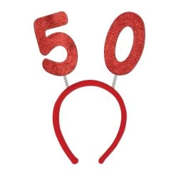 Beistle Club Pack Of 12 Red "50" Glittered Bopper Headband Birthday Party Favors