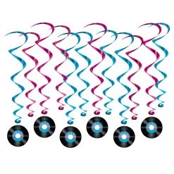 Beistle 72 Counts Blue And Pink Rock & Roll Record Party Whirls 30.5”