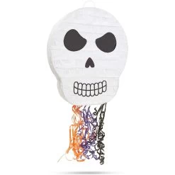 Small Day Of The Dead Skull Piñata For Halloween Party, Pull String (13 X 15 X 3 In)