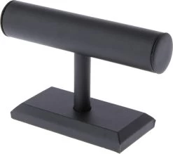 Plymor Black Faux Leather T-Bar Bracelet Display Stand, 7.5" W X 5" H