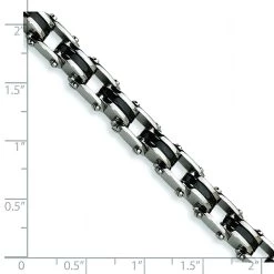 Stainless Steel Black Plated Mens Bracelet 8.75" -Tailoring Master 273401900688480