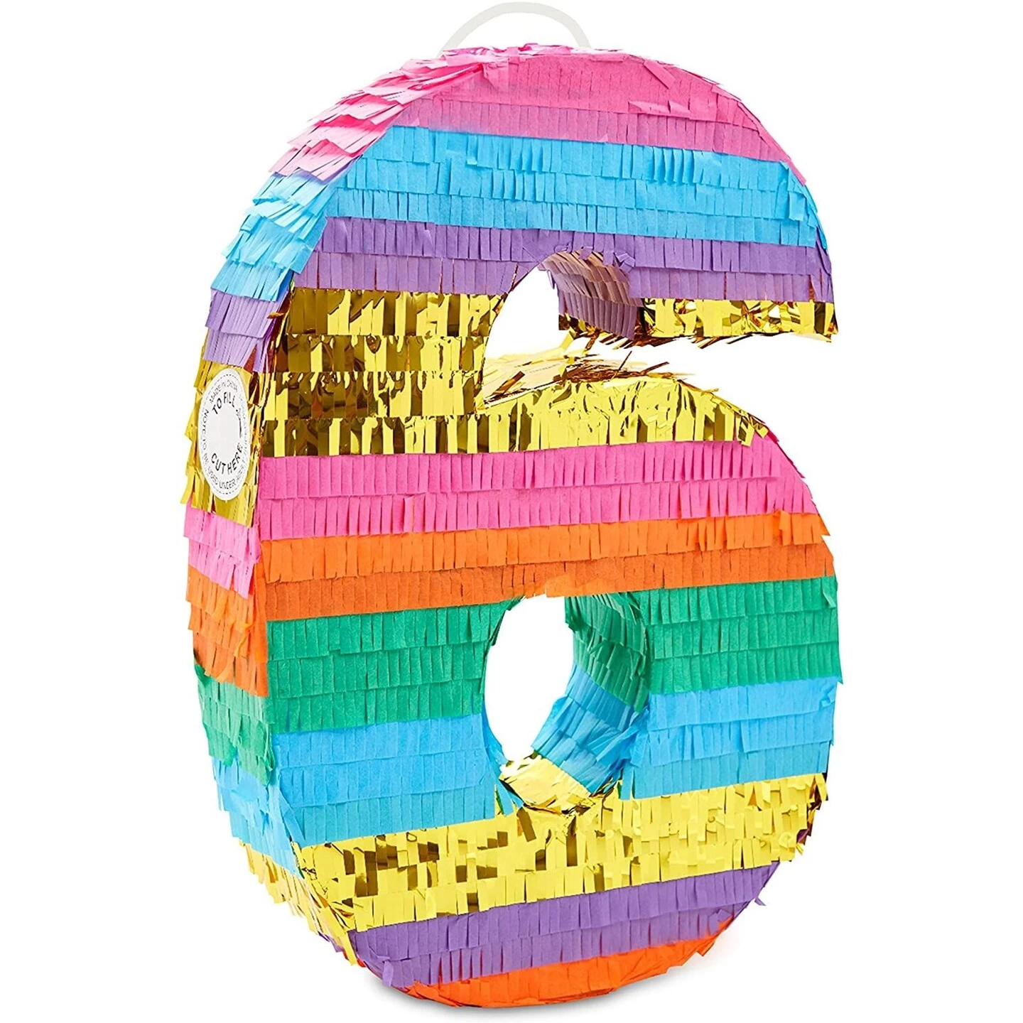 Rainbow Pinata Number 6 For Kids Birthday Party Fiesta (Small, 11.3 X 16.5 X 3 In) 1 Rainbow Pinata Number 6 For Kids Birthday Party Fiesta (Small, 11.3 X 16.5 X 3 In)