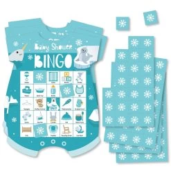 Big Dot Of Happiness Arctic Polar Animals - Picture Bingo Cards And Markers - Winter Baby Shower Shaped Bingo Game - Set Of 18