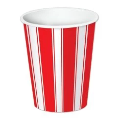 Party Central Club Pack Of 96 Red And White Striped Disposable Paper Drinking Party Tumbler Cups 9 Oz.