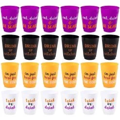Halloween Plastic Party Cups (16 Oz, 4 Colors, 24-Pack)