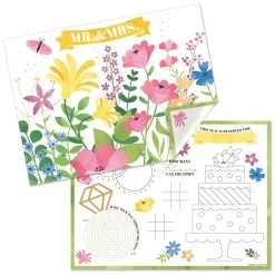 Big Dot Of Happiness Wildflowers Bride - Paper Boho Floral Bridal Shower And Wedding Party Coloring Sheets - Activity Placemats - Set Of 16