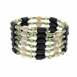 Genuine Hematite Beads, Green Glass Crystal, Genuine Freshwa