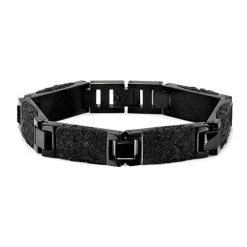 Gem And Harmony Mens Black Plated Stainless Steel Bracelet (8.50 Inches)