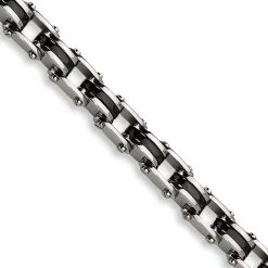 Stainless Steel Black Plated Mens Bracelet 8.75" -Tailoring Master 4612151609377154144