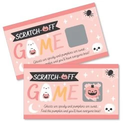Big Dot Of Happiness Pastel Halloween - Pink Pumpkin Party Game Scratch Off Cards - 22 Count
