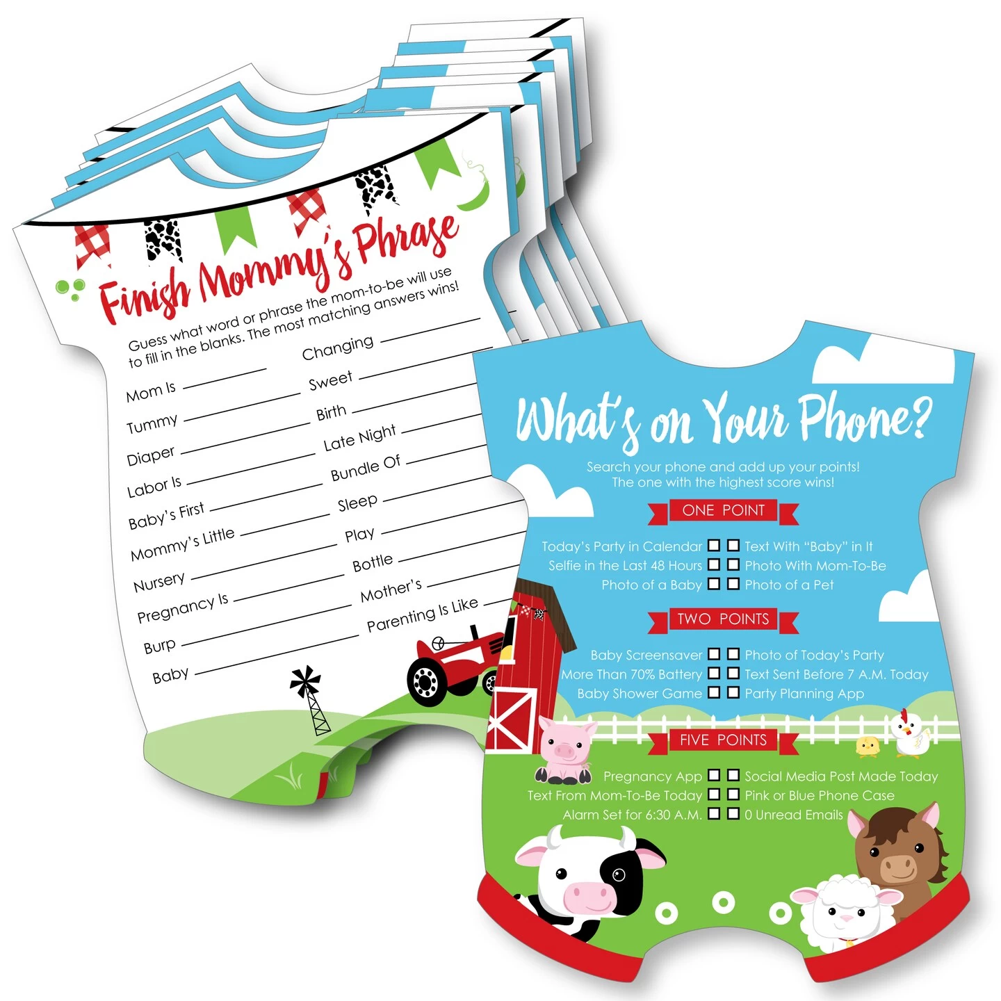 Big Dot Of Happiness Farm Animals - 2-in-1 Barnyard Baby Shower Cards - Activity Duo Games - Set Of 20 1 Big Dot Of Happiness Farm Animals - 2-in-1 Barnyard Baby Shower Cards - Activity Duo Games - Set Of 20