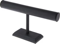 Plymor Black Faux Leather T-Bar Bracelet Display Stand, 12" W X 6.75" H