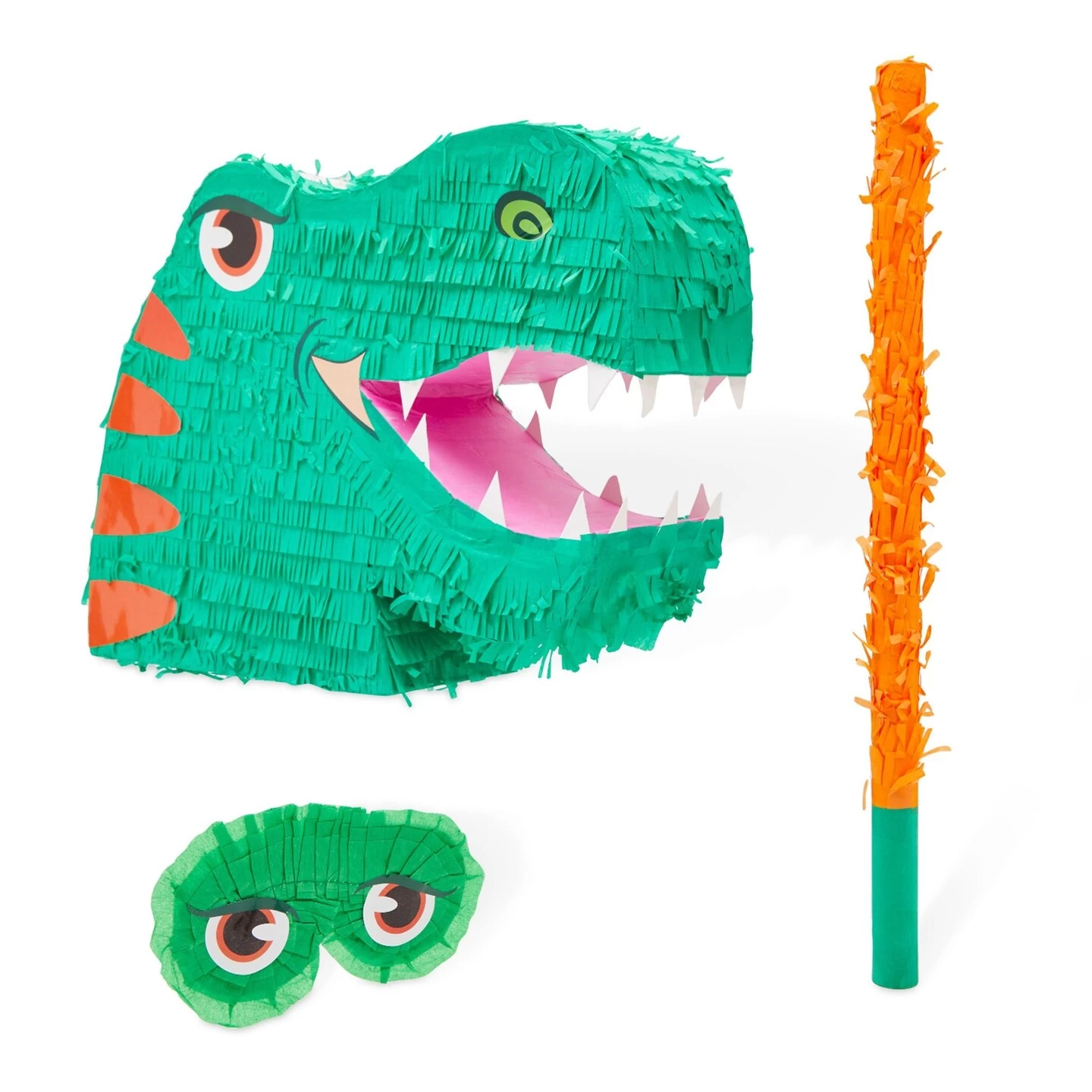 Large Green Dinosaur Pinata With Stick & Blindfold For Kids Boys Dino Birthday Party Decorations Supplies, 20 X 13.75 X 5.5 In 1 Large Green Dinosaur Pinata With Stick & Blindfold For Kids Boys Dino Birthday Party Decorations Supplies, 20 X 13.75 X 5.5 In