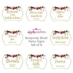 Kate Aspen® Burgundy Blush Floral Party Décor Sign Kit -Tailoring Master D332699S 4