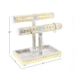 12" Gold & White Mango Wood Jewelry Stand -Tailoring Master D365564S 8