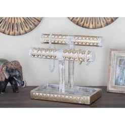 12" Gold & White Mango Wood Jewelry Stand -Tailoring Master D365564S 9