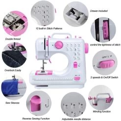 NEX™ Cute Pink Modern Crafting Sewing Machine With 12 Built-In Stitches -Tailoring Master D446220S 2