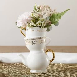Kate Aspen® Medium Tea Time Whimsy Ceramic Bud Vase 9 Kate Aspen® Medium Tea Time Whimsy Ceramic Bud Vase -Tailoring Master D588364S 3