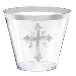 AMSCAN 9oz. Silver Cross Holy Day Plastic Tumblers, 30ct.