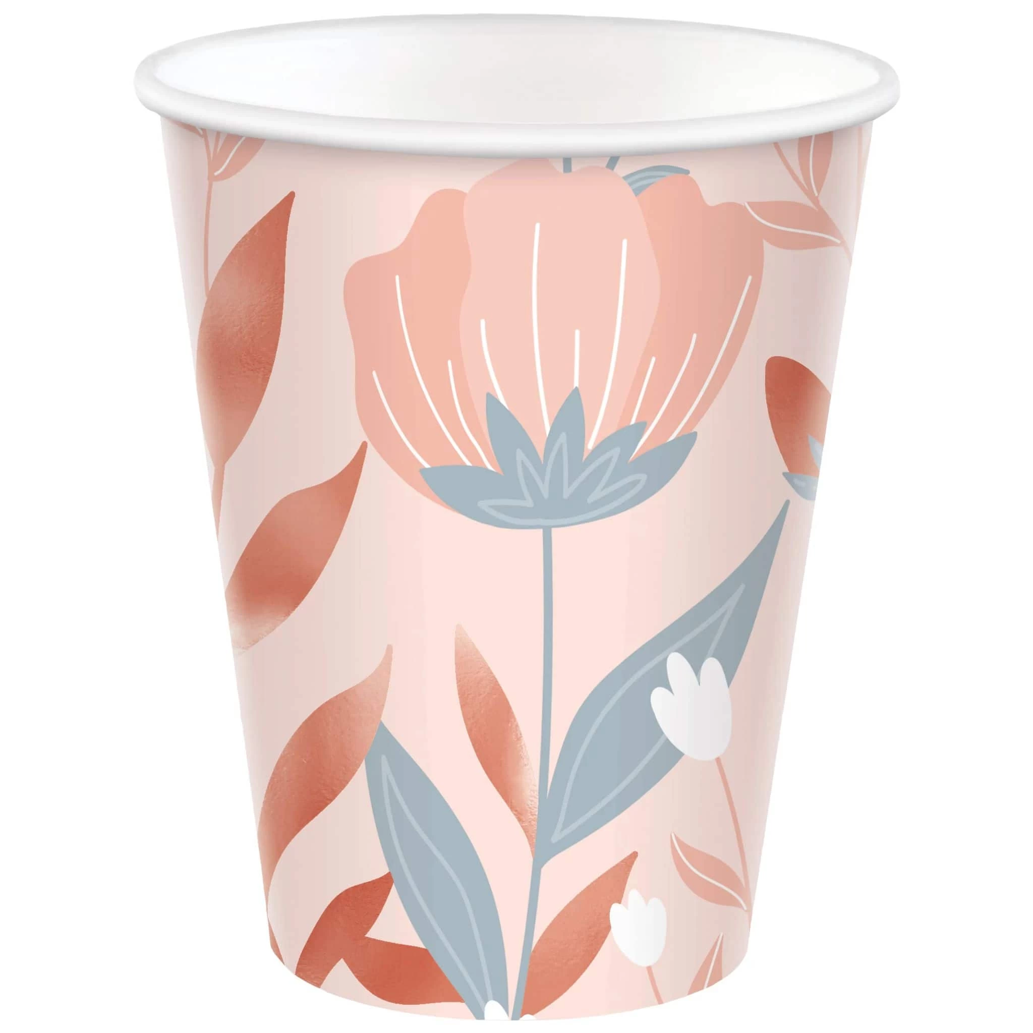 AMSCAN 12oz. Rose Gold Floral Paper Cups, 40ct. 1 AMSCAN 12oz. Rose Gold Floral Paper Cups, 40ct.