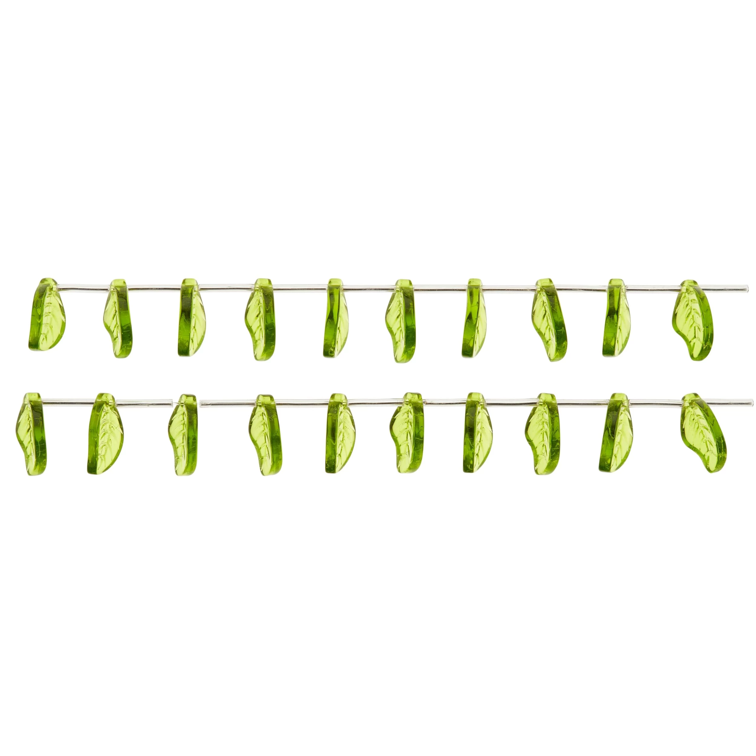 12 Pack: Peridot Green Glass Leaf Beads, 18mm By Bead Landing™ 3 12 Pack: Peridot Green Glass Leaf Beads, 18mm By Bead Landing™ - Image 3